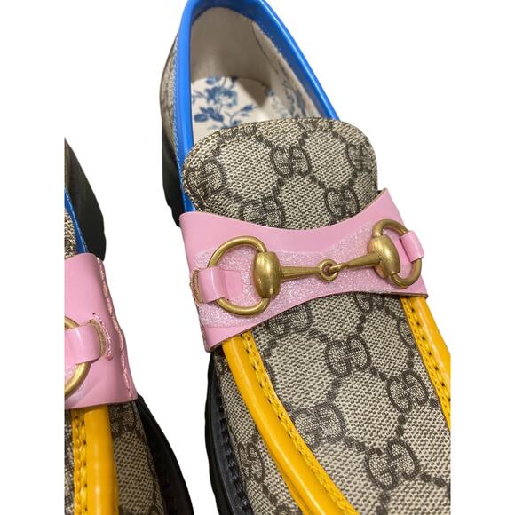 Gucci GG Lug Sole Horsebit Loafer Harald Logo Multicolor Color Block 8 - Picture 3 of 7